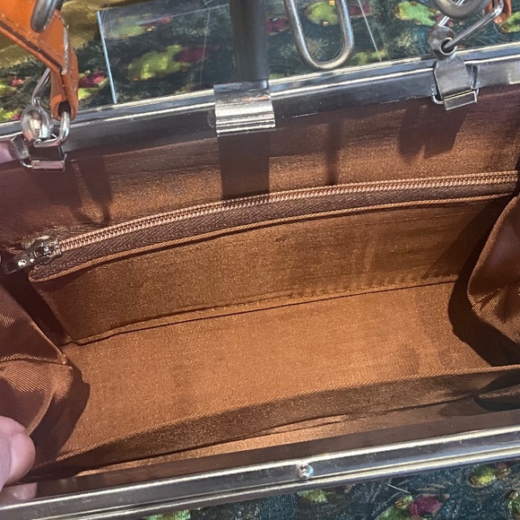 VTG Outdoor Forest Fairytale Wedding Feather Frame Bag Woodsy Bride Brown Blue - Picture 16 of 16